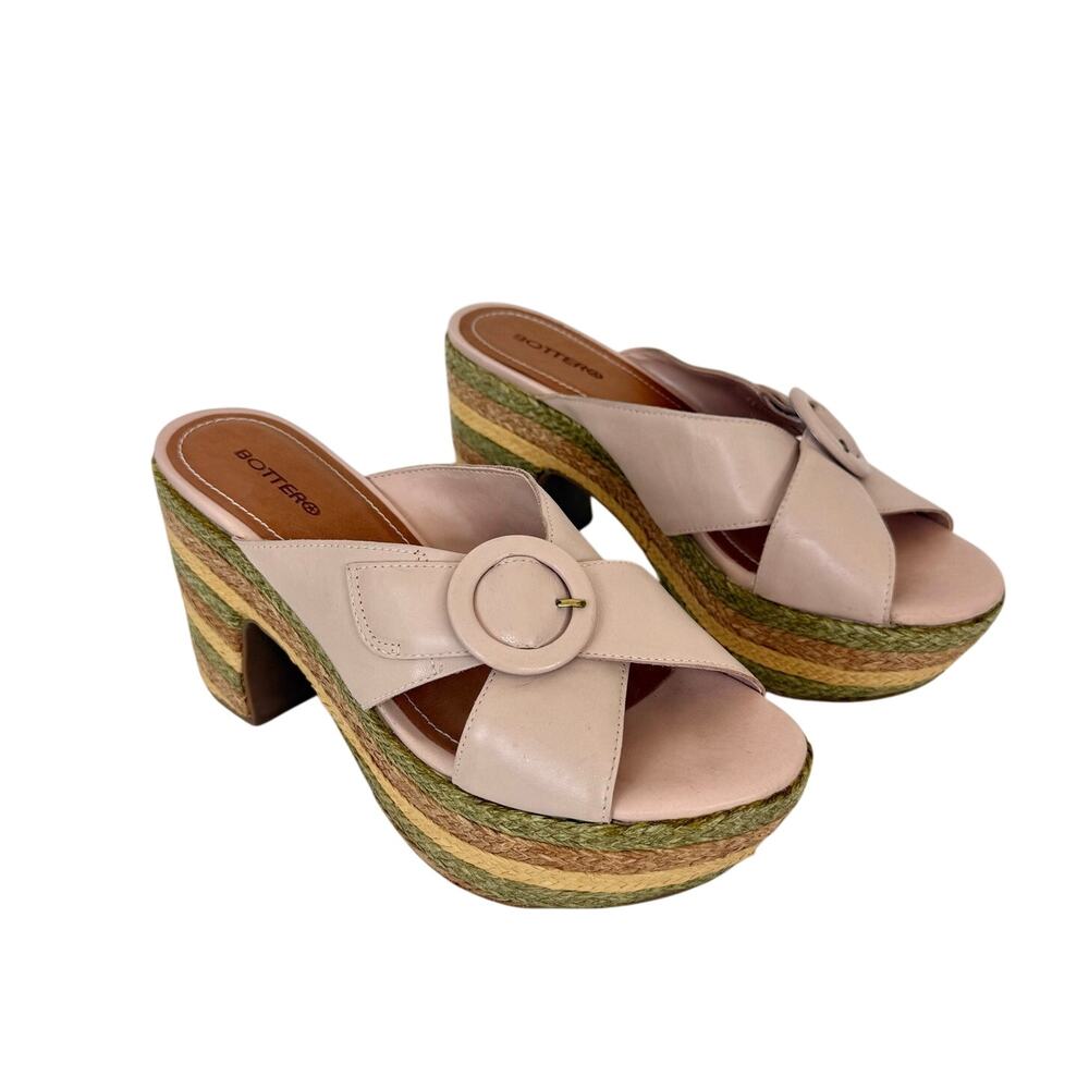 Bottero Leather Platform Mules Shoes US 10 Light Mauve Punk